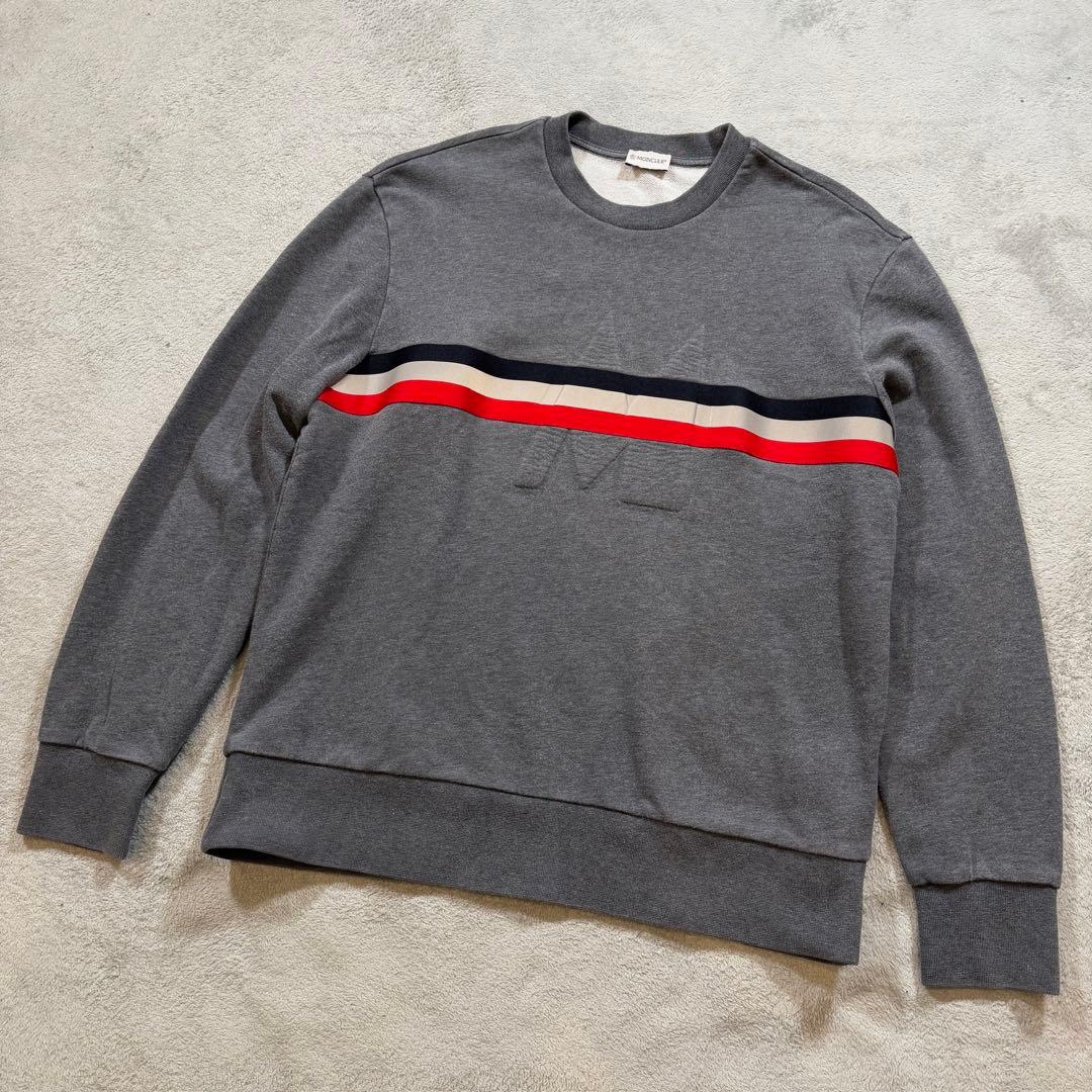 モンクレール　マグリア　スウェットトレーナー　トリコロールライン　グレー　L MONCLER（モンクレール） 美品 コットン トリコロール パーカー