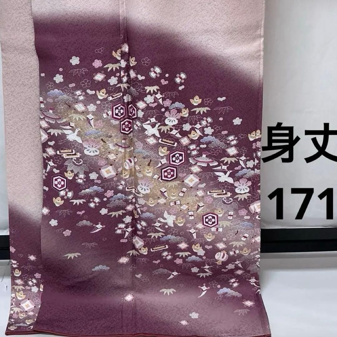 b517 正絹 袷 訪問着 宝尽くし 金彩 トールサイズ 極美品 着物 - メルカリ
