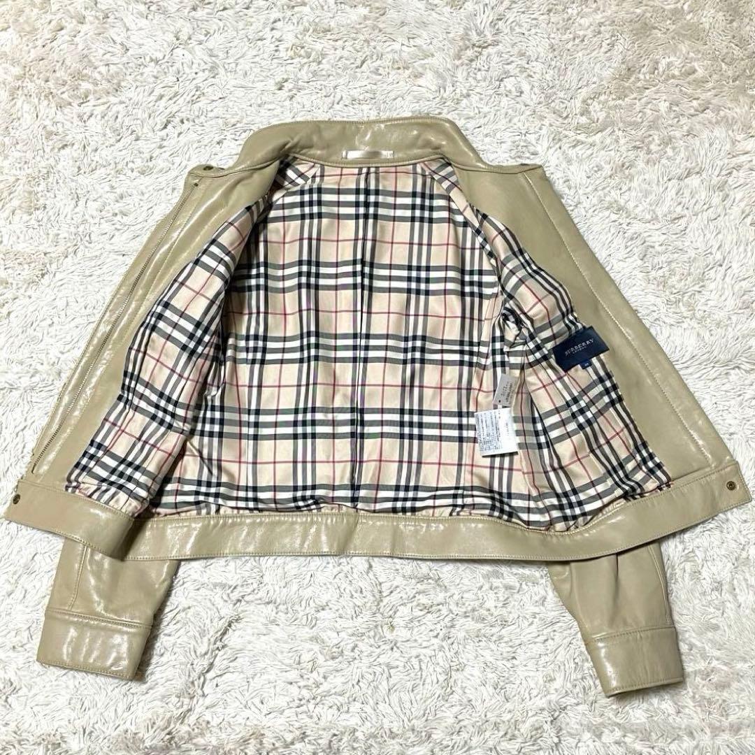 バーバリー ライダースジャケット ノバチェック フェイクレザー 40