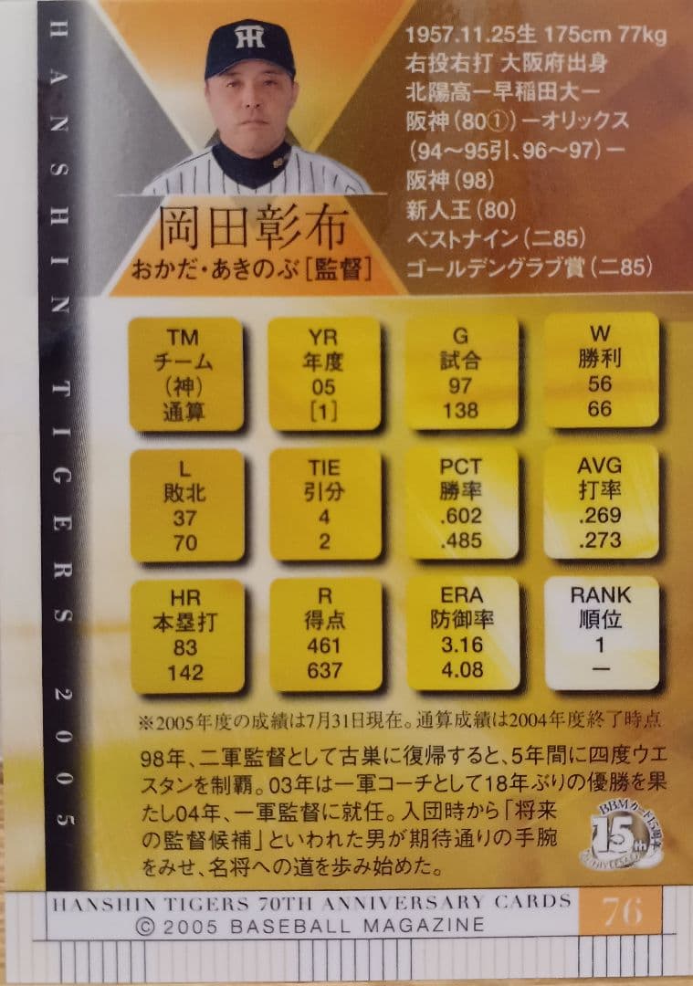 岡田彰布カード】現役＆第一次政権2枚セット - メルカリ