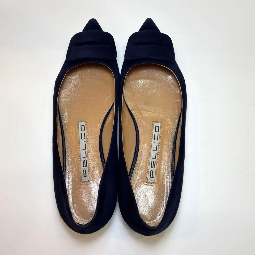 PELLICO ネイビー スエード フラットシューズ 21.5cm