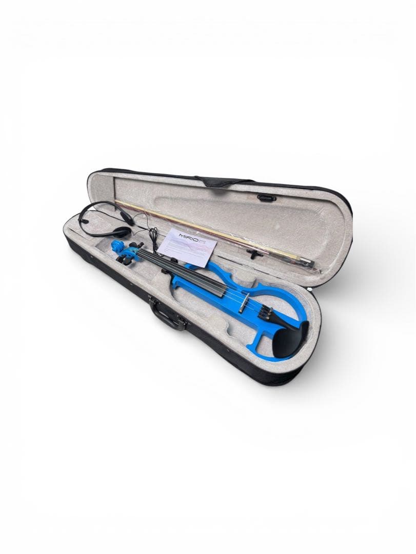 エレキ バイオリン　サイレント　4/4　ケース付 Amazon.co.jp: ブルーエレクトリックバイオリン 4/4 フルサイズ 無垢材