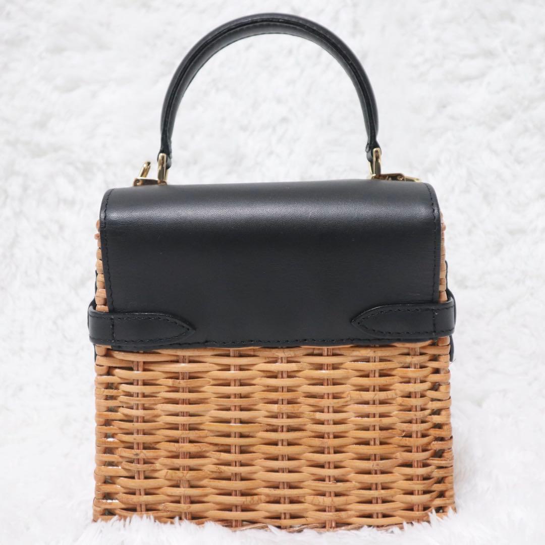 スプリットラタンターンロック付き2WAYトップハンドルバッグ Sサイズ