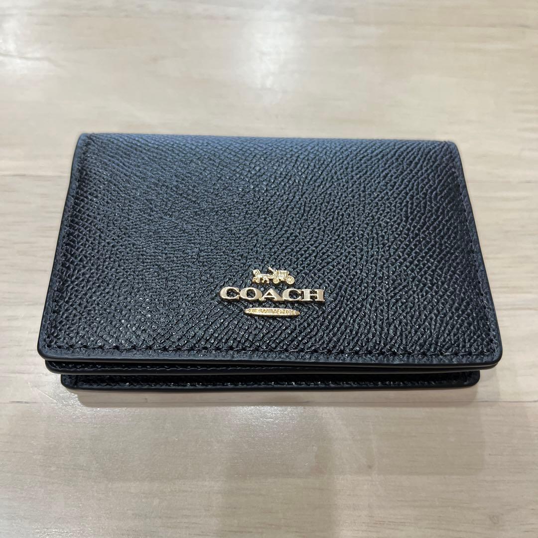 未使用】コーチ COACH 名刺入れ カードケース レザー ブラック 黒