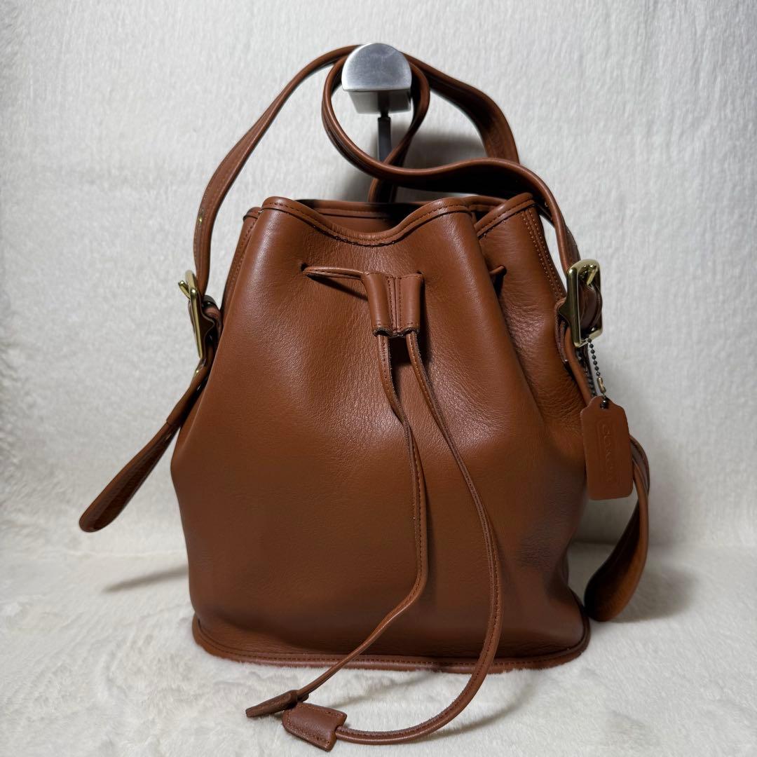美品 オールドコーチ 巾着型ショルダー ブラウン 9952 - メルカリ