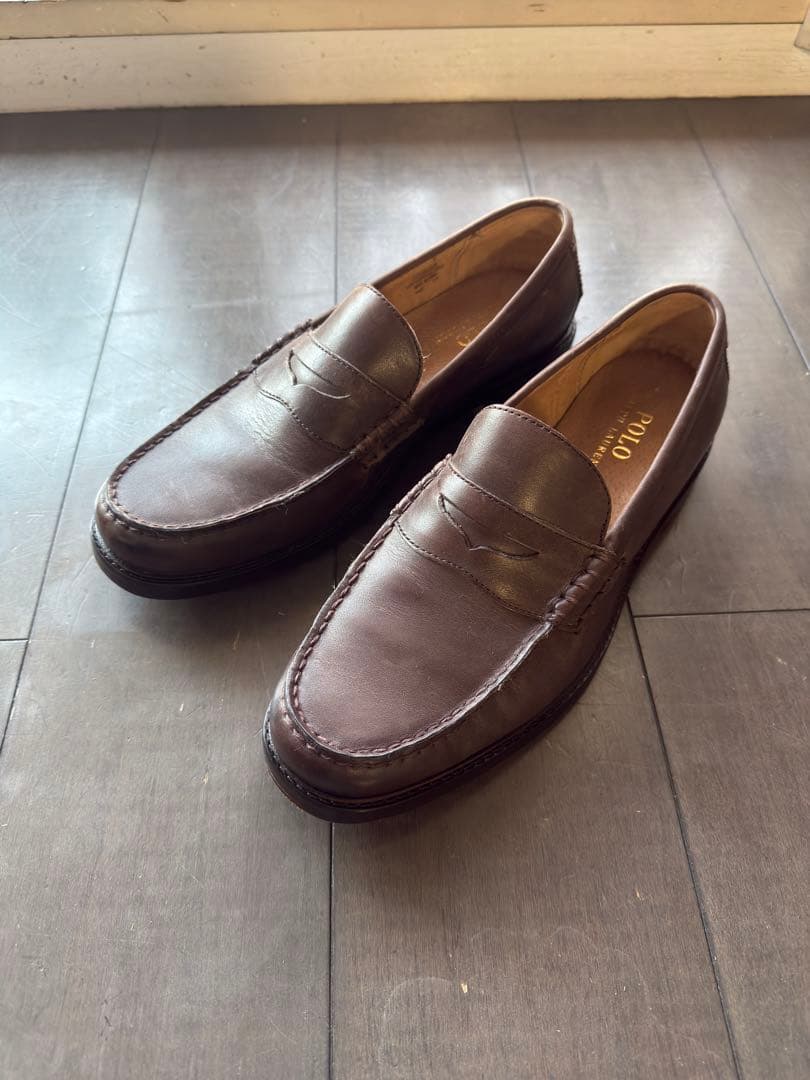 難あり】Polo Ralph Laurenダークブラウン レザー ローファー - メルカリ