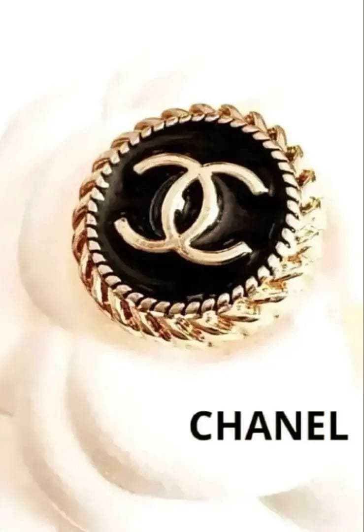 CHANEL ピンブローチ ピンバッジ ヴィンテージ ブラック×ゴールド c
