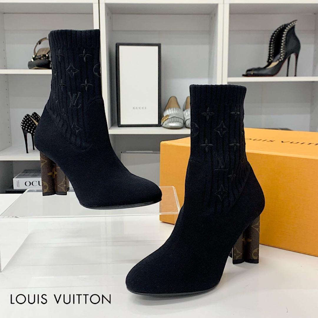 ヴィトン シルエットライン モノグラム ニット アンクルブーツ