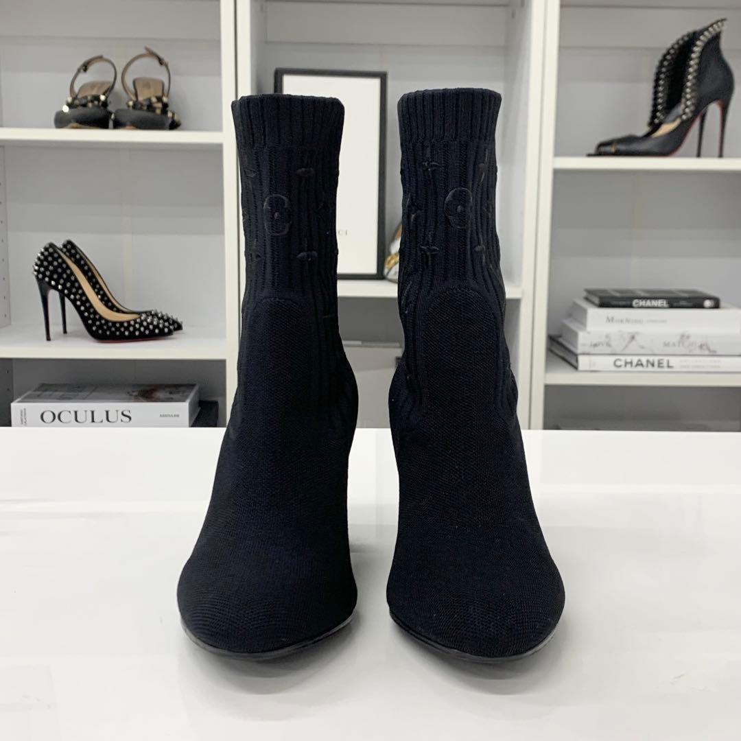 ヴィトン シルエットライン モノグラム ニット アンクルブーツ