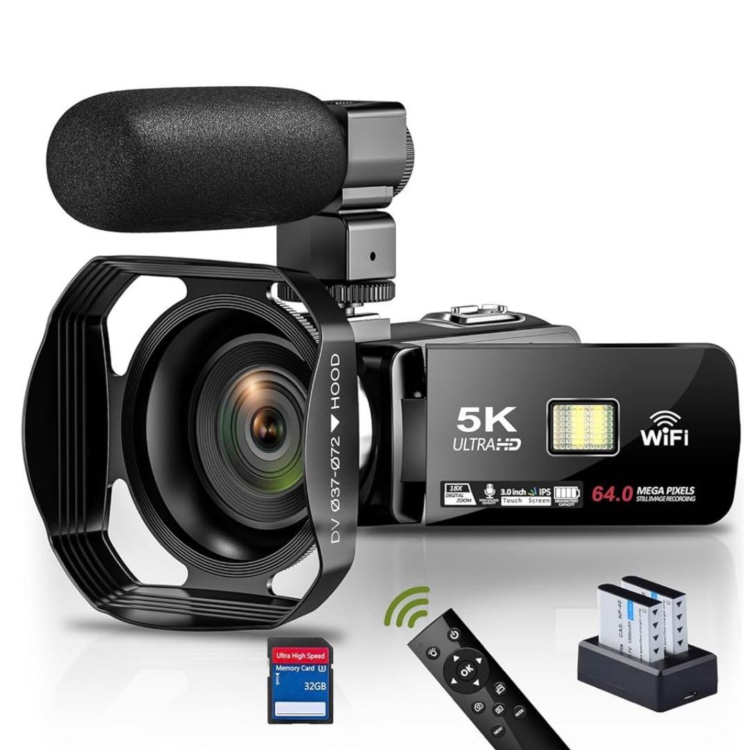 ビデオカメラ　5K 新作　呼びバッテリー付き Amazon | ビデオカメラ 8K YouTubeカメラ6400万画素WIFI機能 vlogging