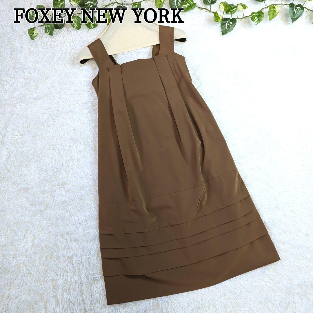 極美品 FOXY フォクシー バックリボン ジャンパーワンピ ひざ丈ワンピース FOXEY - 極美品 フォクシー ワンピース ロイヤルホワイト FOXEYリボン