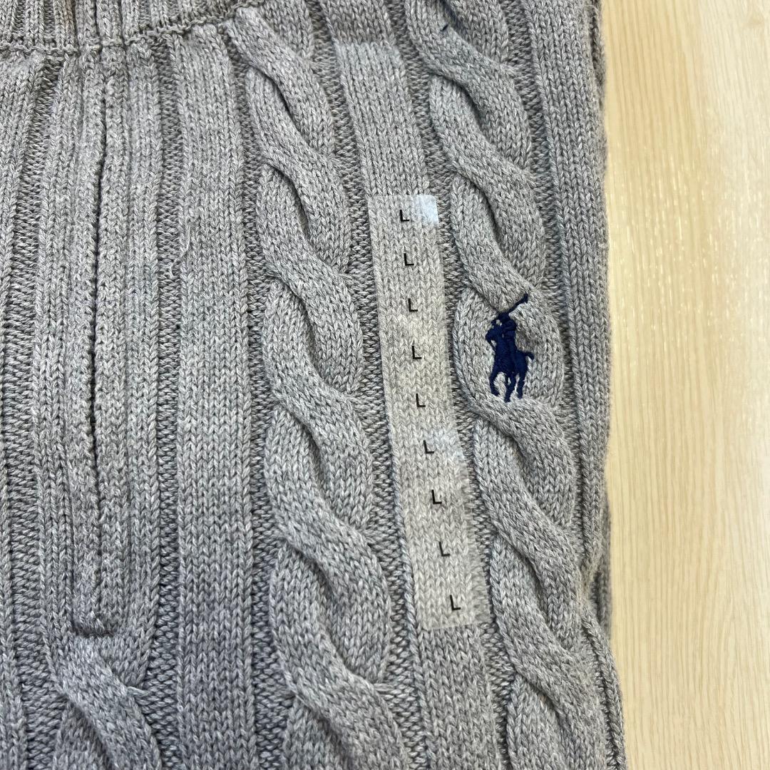 新品 正規品 ラルフローレン ケーブルニット セーター グレー L QRタグ