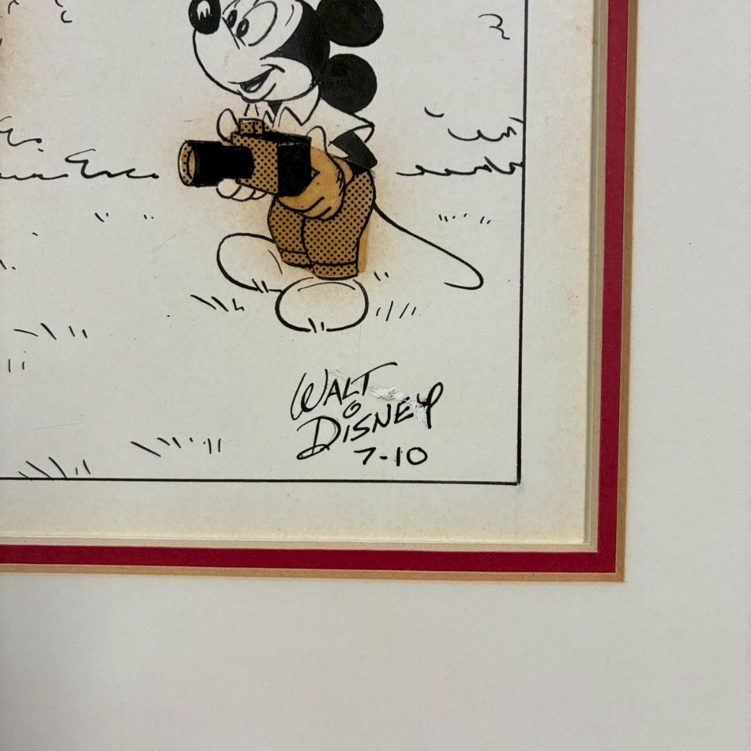ウォルト・ディズニー ミッキーマウス3コマ漫画 原画 1961年 直筆