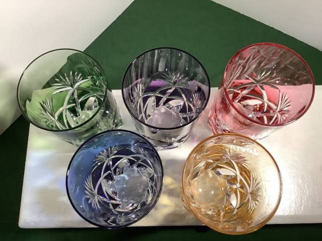 カガミクリスタル 江戸切子 サンクラール ロックグラス 5色セット