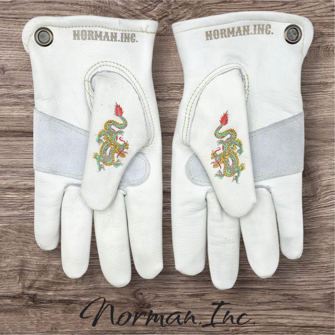 牛革 レザーグローブ アメリカン バイク ハーレー カスタム 手袋 白 M