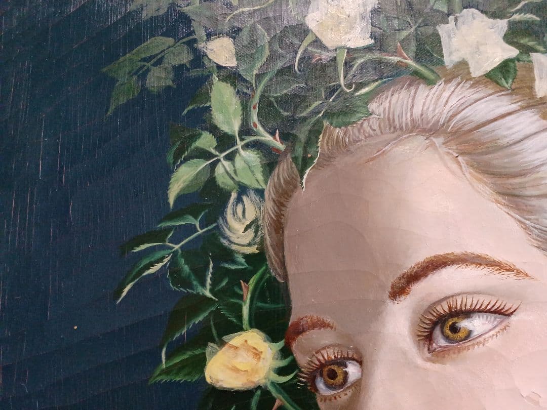 藤野一友（中川彩子）　「妖精」　油彩F6　シュルレアリスム　幻想　夭折画家　希少