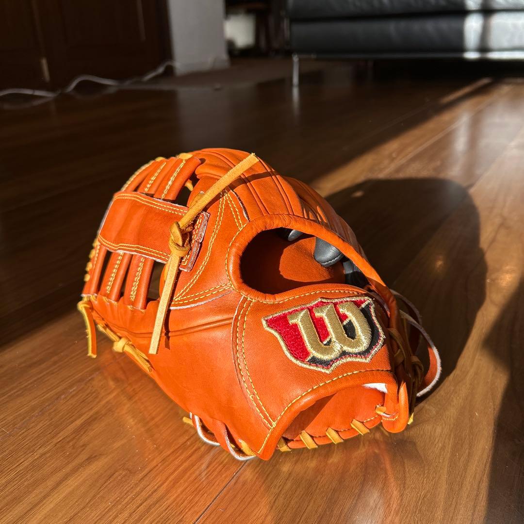 Wilson 硬式グローブ 外野　左 オレンジ 未使用 Wilson（ウイルソン） 超限定プレミアムキップレザー ウィルソン 硬式
