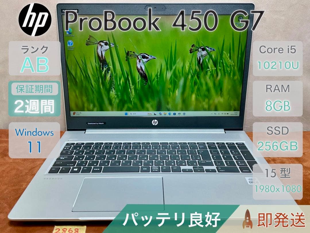 Windowsノート本体 HP ProBook 450G7 i5-10210U 8GB |2868 HP Probook 450 G7 15.6-inch Laptop (10th Gen Core i5-10210U/8GB