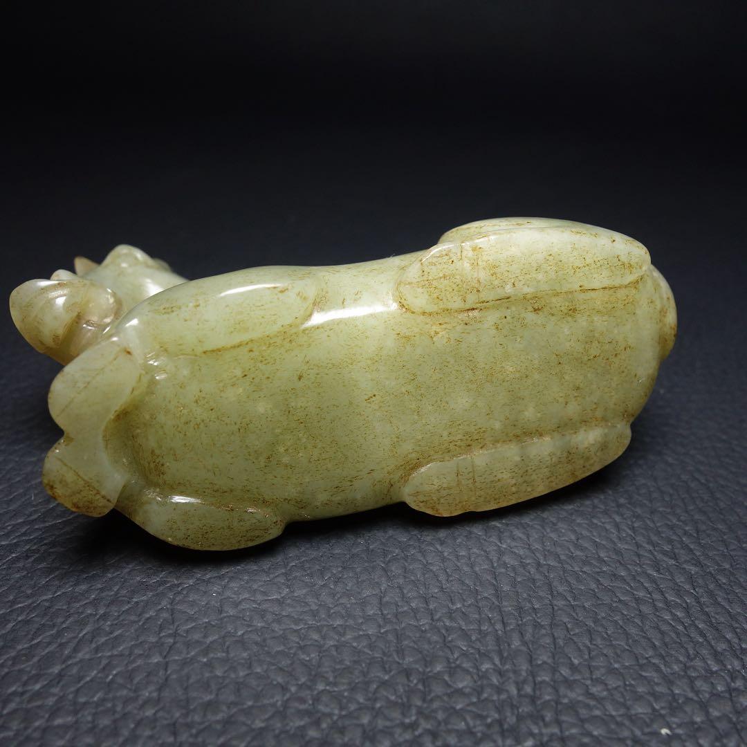 宋代 和田玉 天馬 T彫刻 置物 和田玉製 時代物 中国古美術 本玉旧家