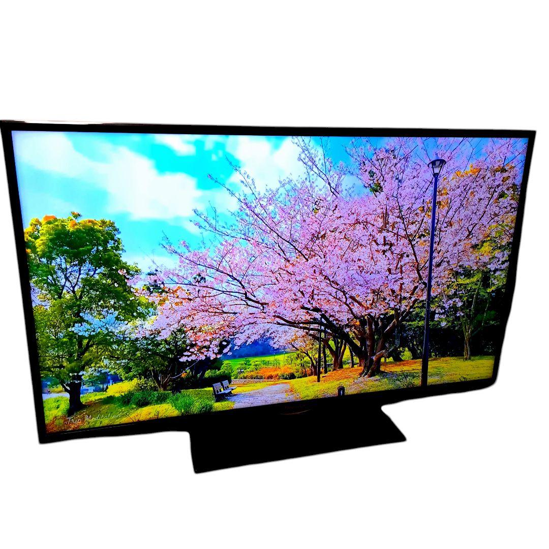 Hisense48インチ 大画面液晶テレビ スタンド・リモコン付き 鮮明綺麗 八角形 壁寄せTVスタンド（240度スイングタイプ）/空間を美しく飾る