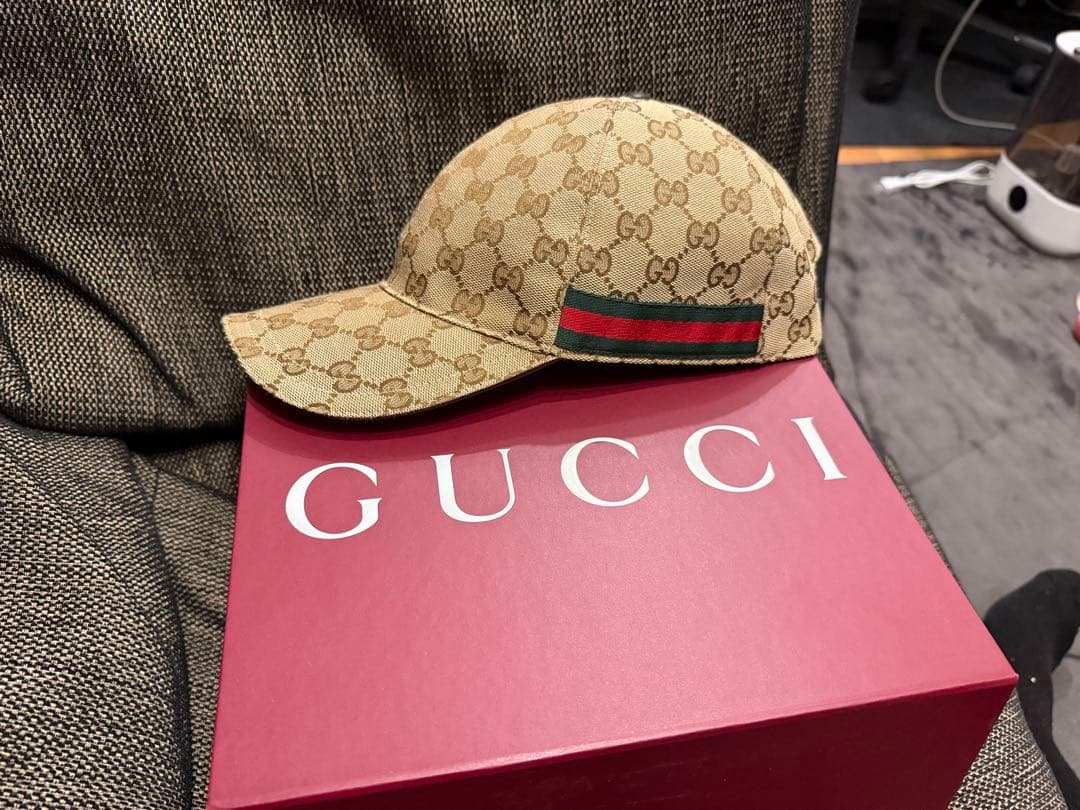 完全正規品GUCCI GGパターン XL 60cm ベースボールキャップ Gucci Original GG Canvas Baseball Hat With Web 'Beige Blue' 696845