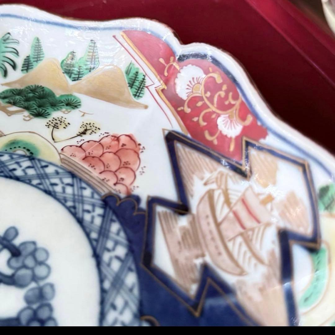 2226様感謝‼️最強運GOLD伊万里錦手 帆かけ舟❌山水❌