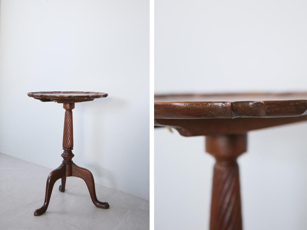 英国アンティーク◇木製チルトトップテーブル/折畳式机サイドテーブル