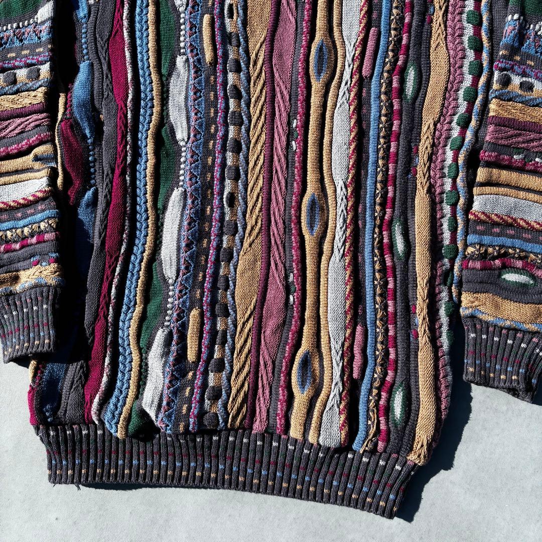 極上/カナダ製】TOSANI 3Dニット セーター L 芸術的配色 クージー風