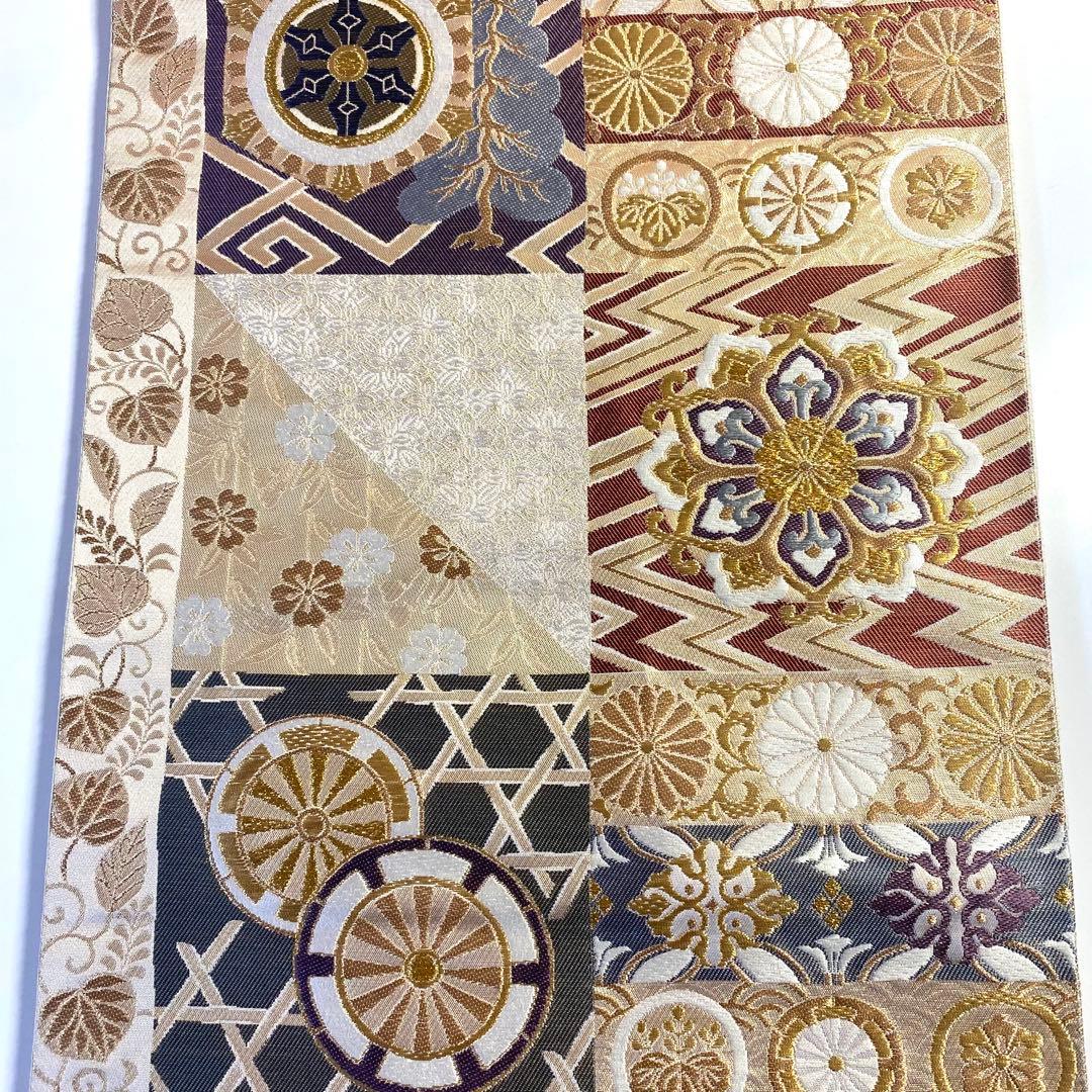 5k515 袋帯 絹 西陣織 聚楽 唐織 正倉院文様 華文 花柄 和装 着物