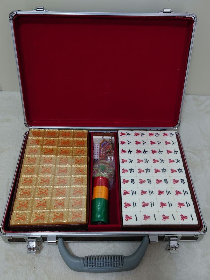 麻雀セット アルミニウムケース付き 楽天市場】特価【龍王 麻雀セット 専用ケース付き】フルセット 麻雀牌