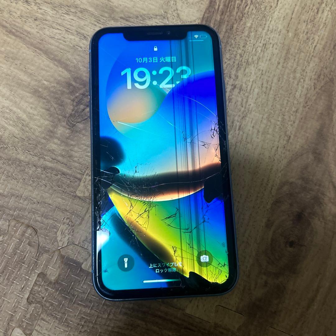 iPhoneXR 液晶割れジャンク品 128gb simフリー L108409380 - 携帯電話