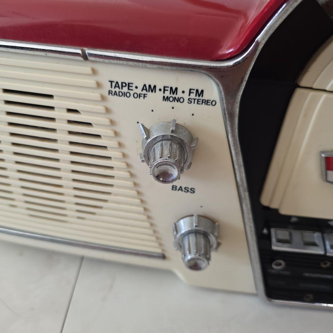 アンティーク1996年製☆レトロ ラジオカセットプレーヤー 赤クリーム
