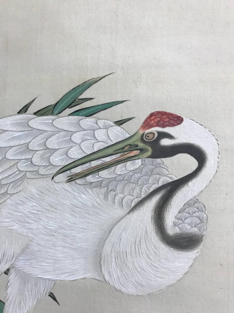 真作】永年/寿老人竹鶴図/人物図/花鳥図/三幅対/掛軸/名家伝来/AC-787