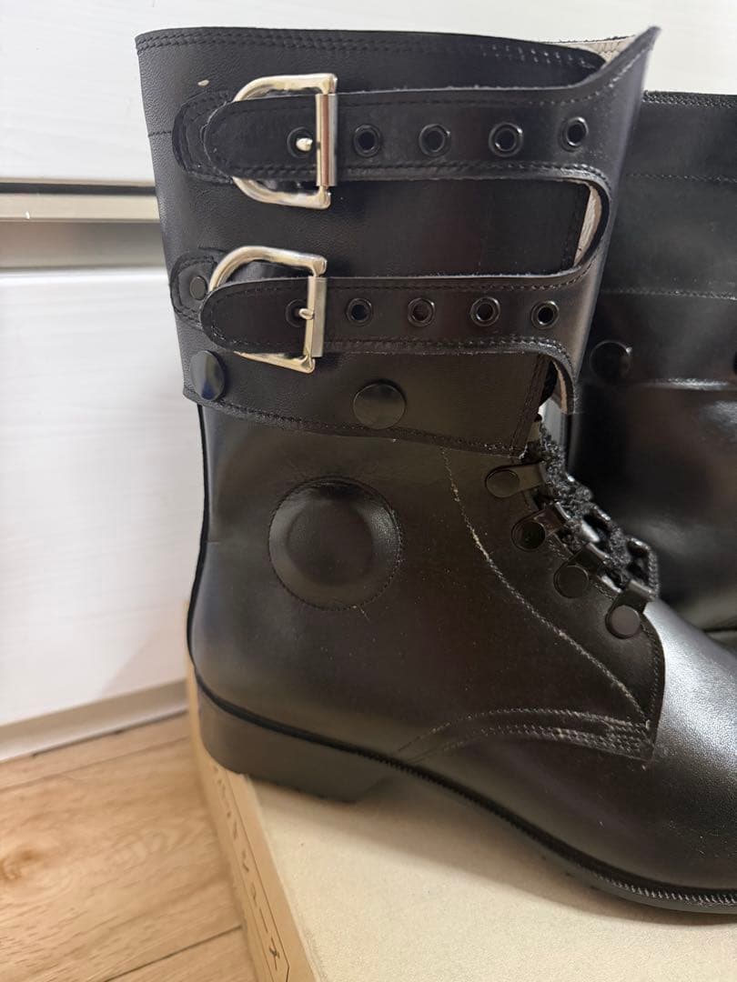 警察隊使用 編み上げブーツ 予備品 未使用 本革 25.5cm