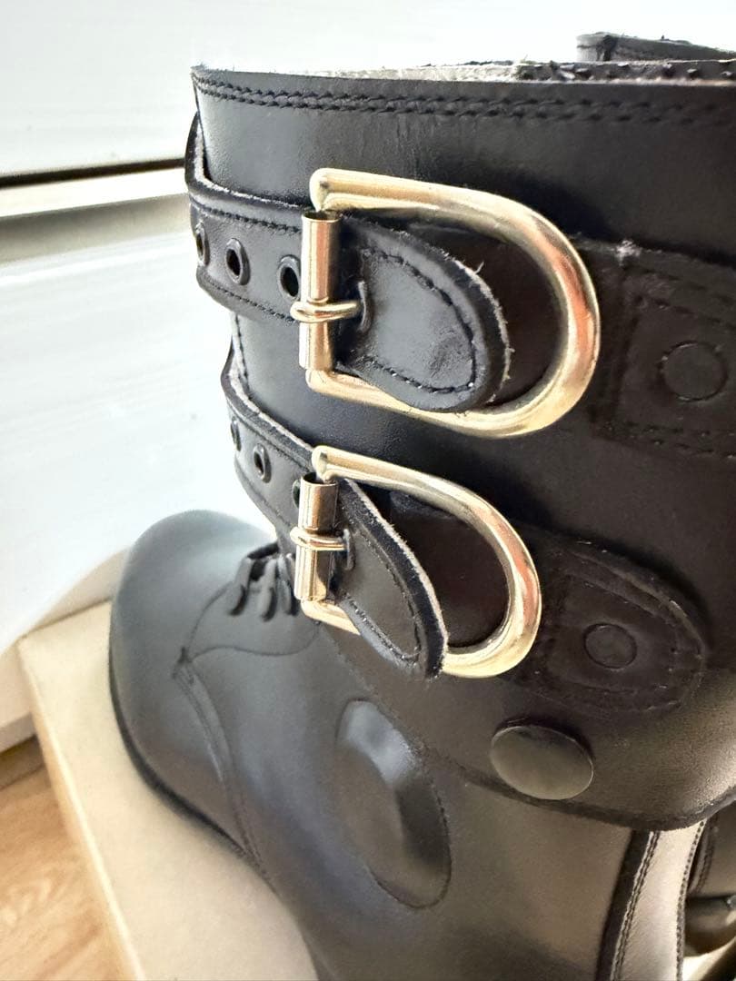 警察隊使用 編み上げブーツ 予備品 未使用 本革 25.5cm