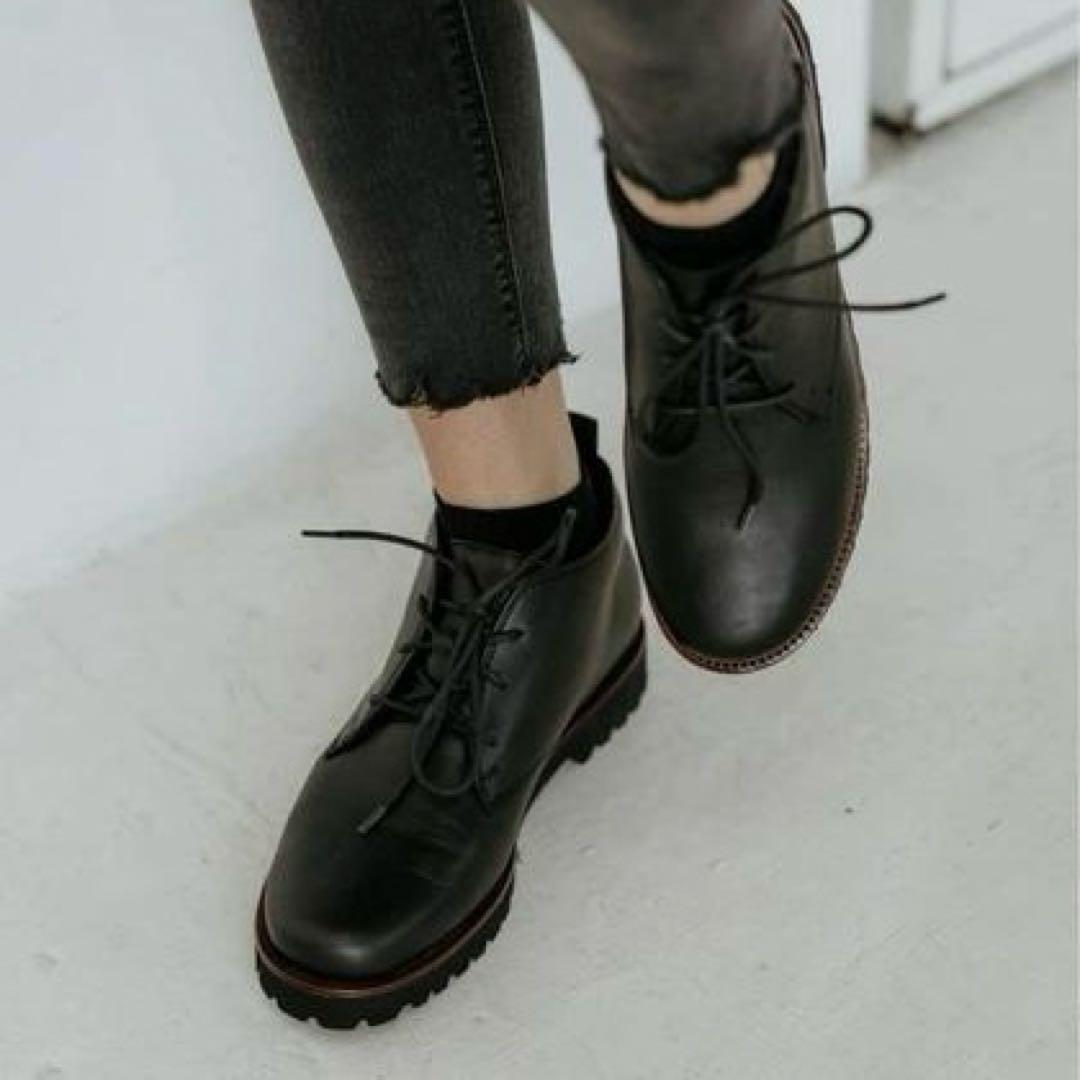 極美品☆ガンター ショートブーツ 黒 23.5cm コンフォート ラギッドソール