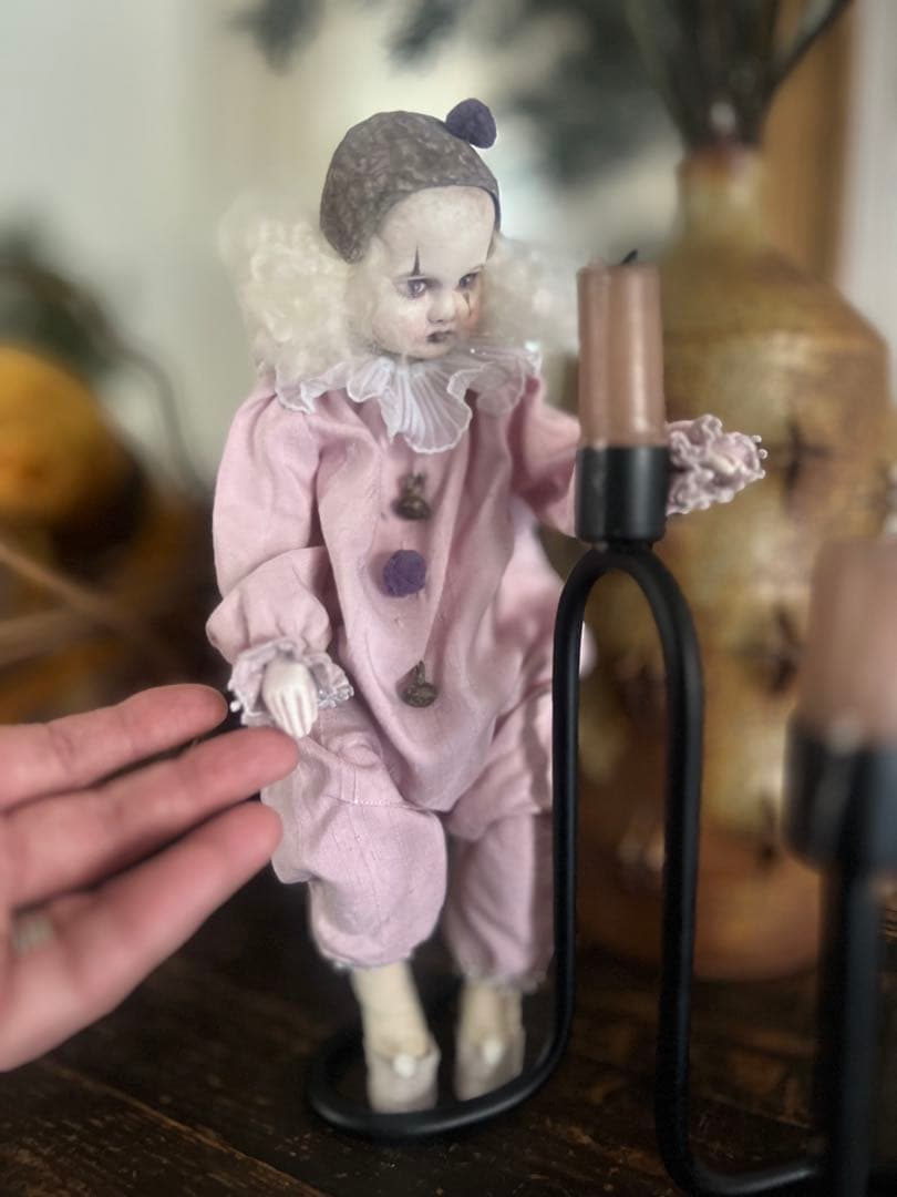 人形 人形 ピンクの布製ピエロ人形 ピンクの布製ピエロ人形