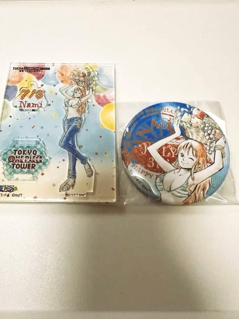 未使用★東京ワンピースタワー限定 ナミ バースデーアクスタ&バッジ 2019 東京ワンピースタワー】7月はナミのバースデイ！ナミのバースデイ