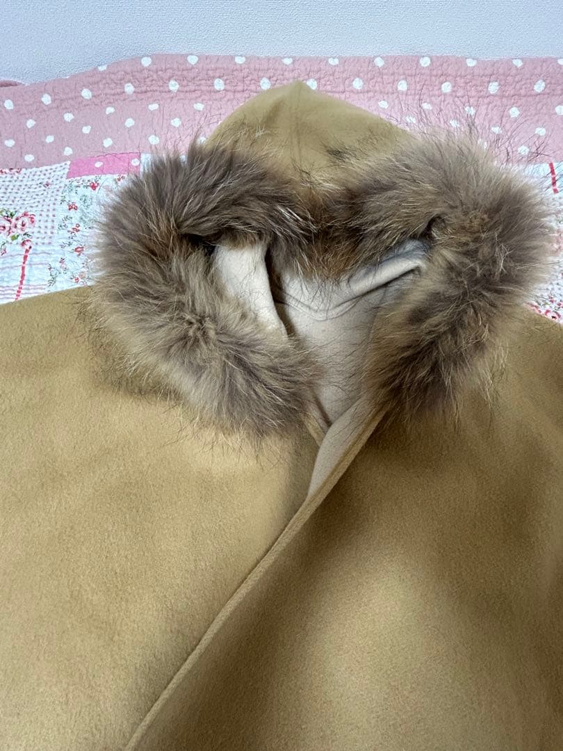 GRACE CONTINENTAL diagram ファー付きポンチョ ダイアグラム ケープ ポンチョ マント コート フォックスファー