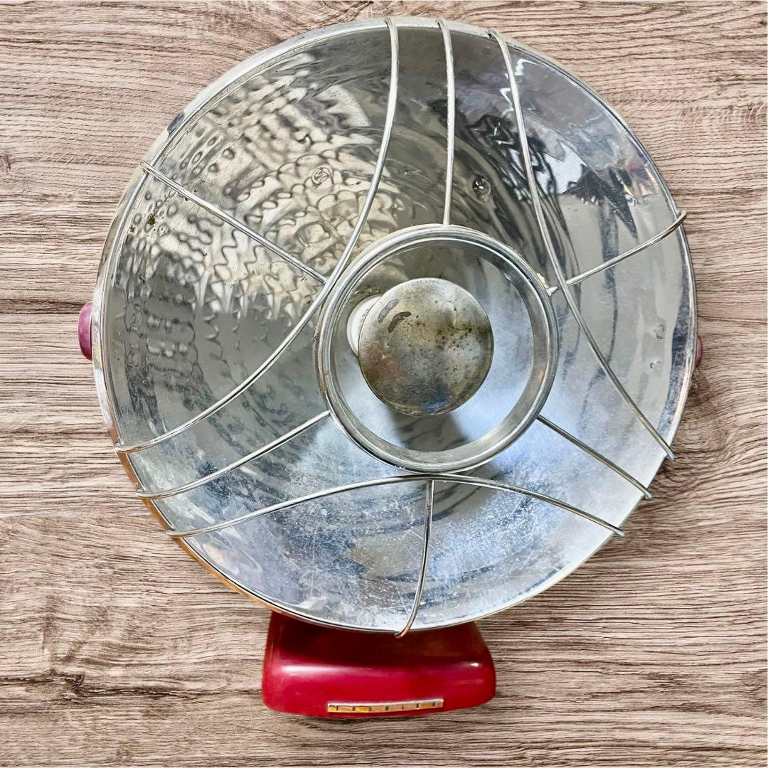 昭和レトロ　貴重品　東京芝浦電気株式会社　東芝　可愛い電気ストーブ　丸形　赤 P978 昭和レトロ 東芝 電気ストーブ ES-7 当時物 赤 アンティーク