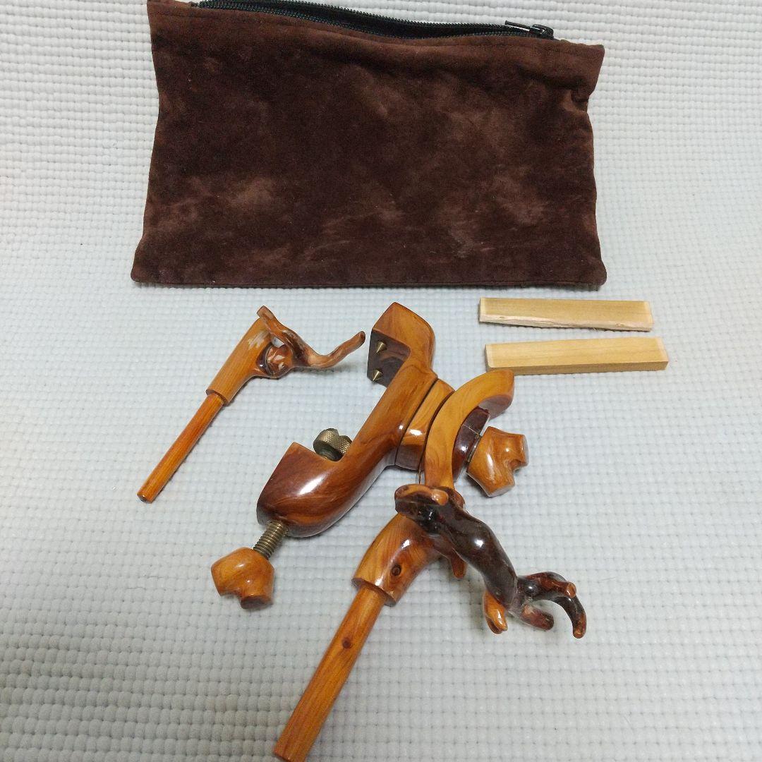 有働印〈19cm弓型万力＆竿枕〉初期？檜葉？ 一部補修 NCNR