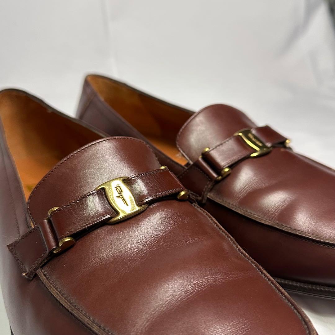 美品☆フェラガモ☆レザーローファー☆ブラウン☆メンズ☆金具