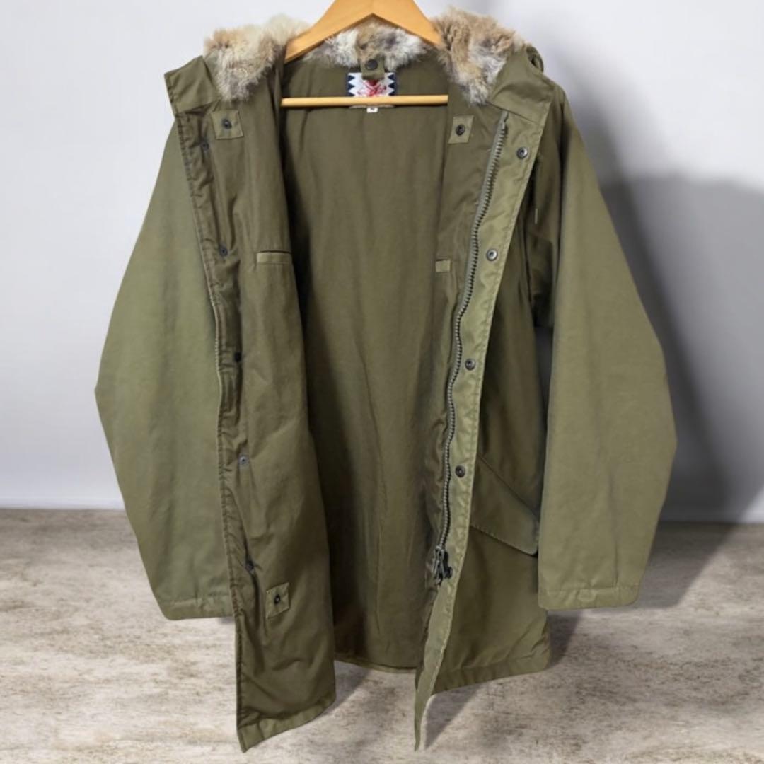サノバチーズ ラビットファー使用 モッズコート カーキ S Thinsulate