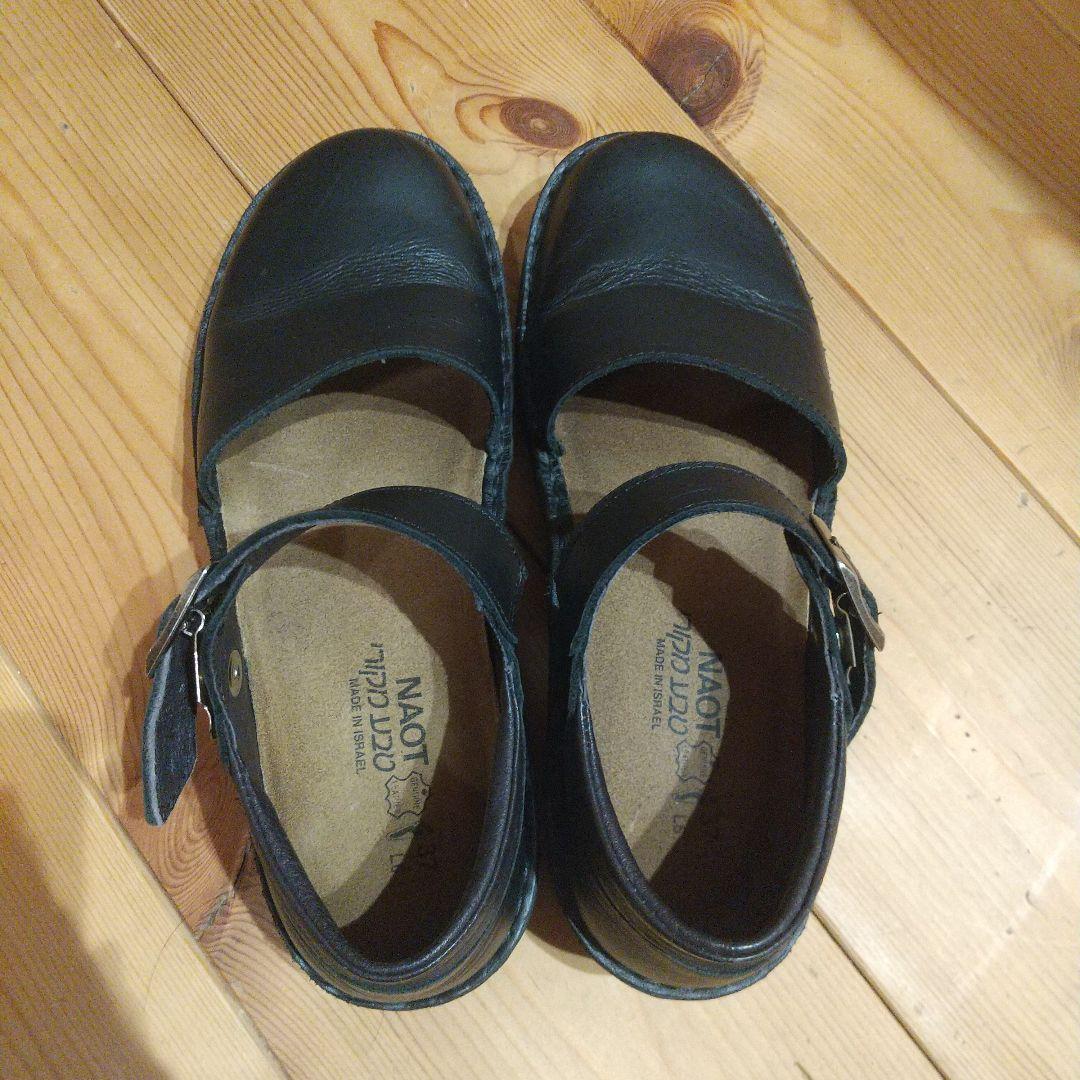 専用 黒 レザー フラットシューズ ナオト オルガ 37 オケージョン