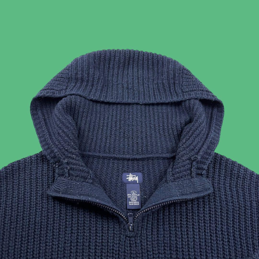 90s Stussy ハーフジップ ニットパーカー L Old Stussy - メルカリ