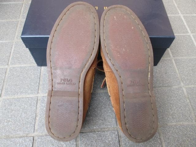 ポロラルフローレンブラウン レザーモカシンシューズ9.5D(27.5cm)細身