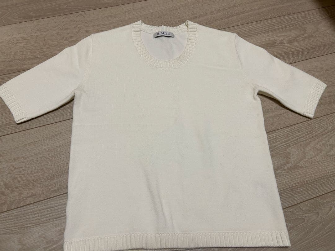 ローブブラン ホワイト カーディガン・半袖セーター 2点セット