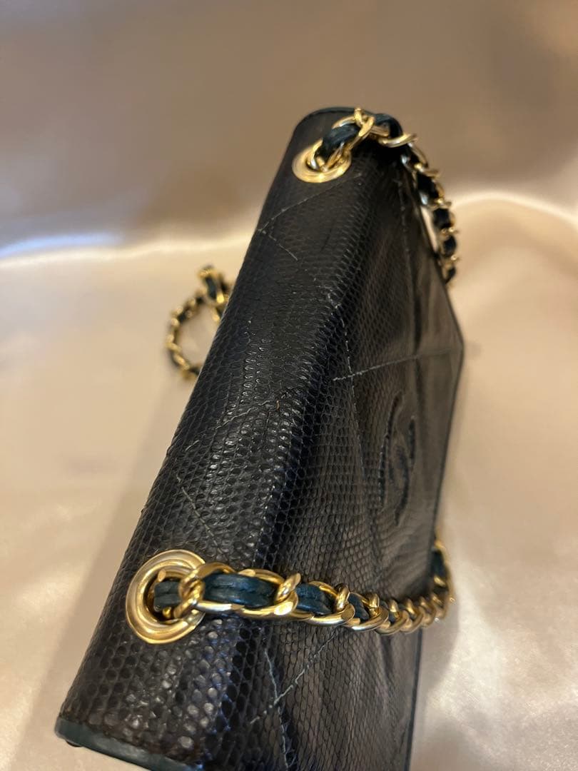 CHANEL リザード チェーンバッグ ヴィンテージ 正規品 ブラック