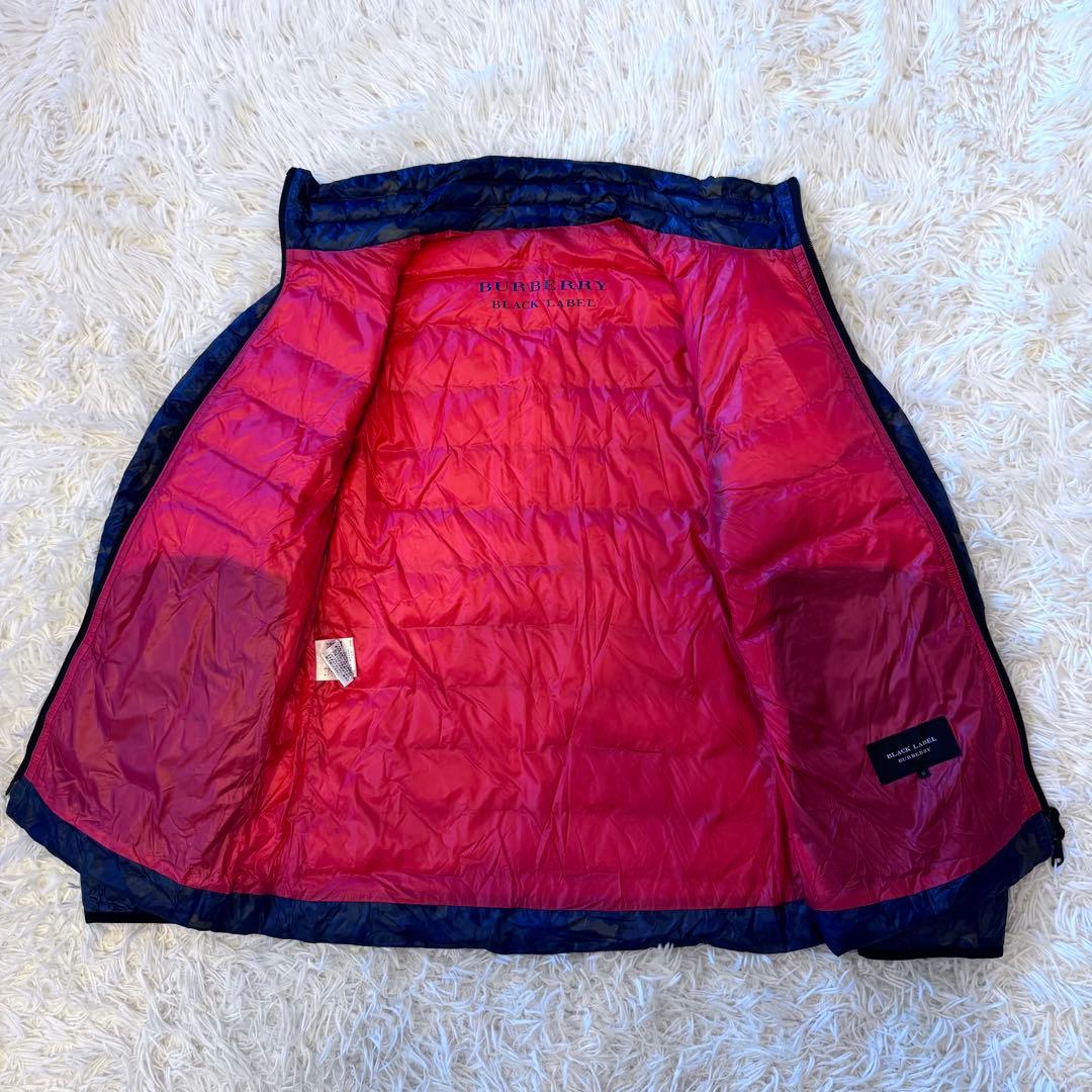 バーバリー ブラックレーベル 迷彩 ダウンジャケット 2way 袋付 M紺