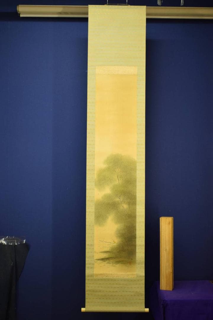 真作/平井楳仙/山水小舟図/布袋屋掛軸HE-545 - メルカリ